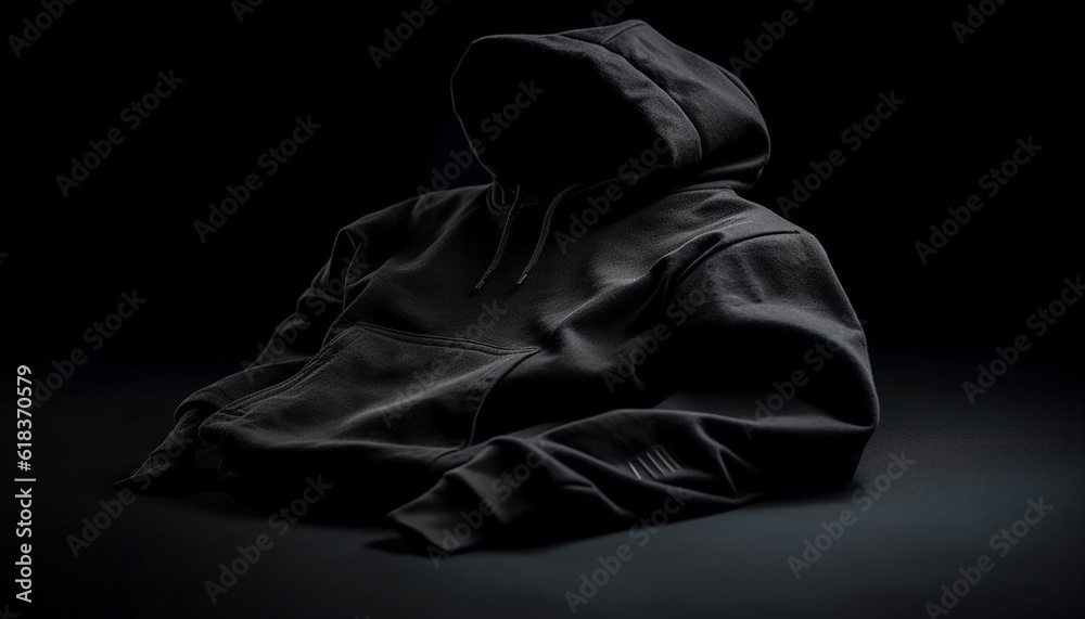 Hooded thief lurking in the dark shadows generated by AI Hooded thief lurking in the dark shadows generated by AI