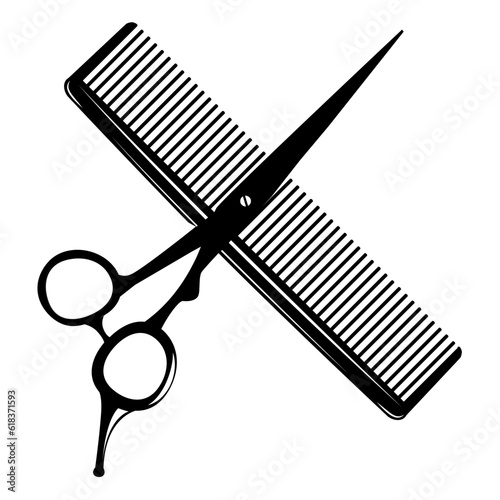 illustration of a comb and scissors