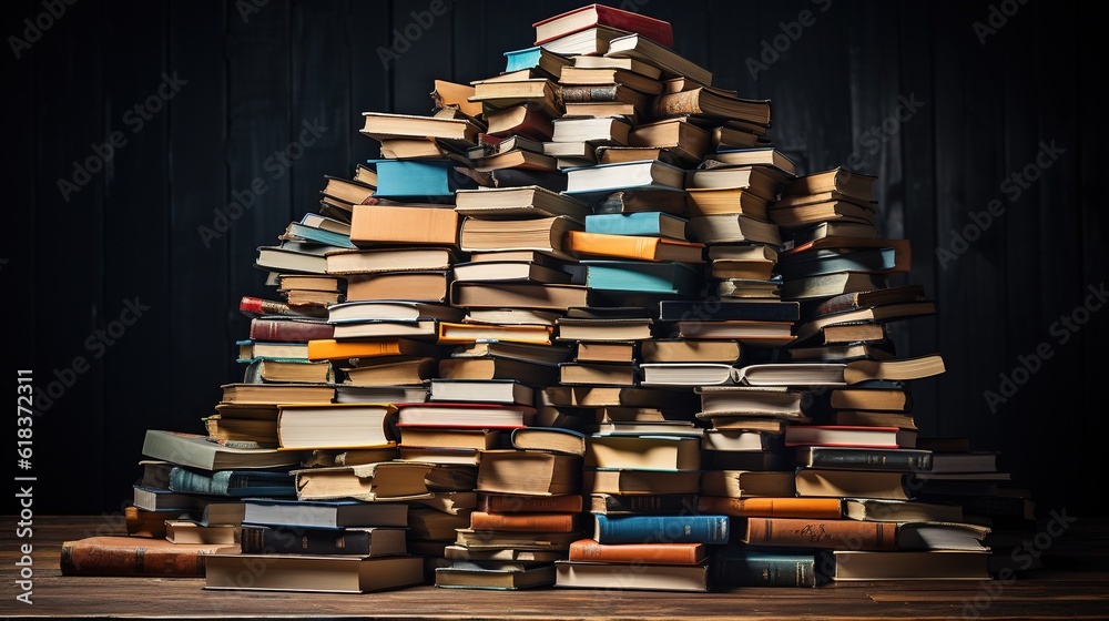 Fototapeta premium Pile of books. Generative AI.
