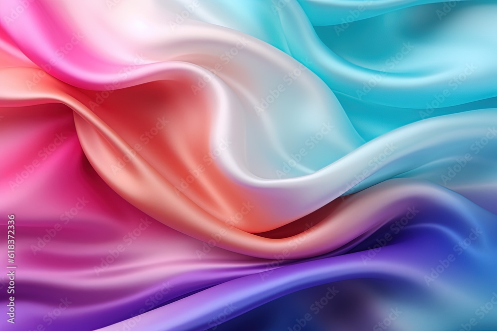 Rainbow Wavy Satin Background. Generative AI. Rainbow Wavy Satin Background. Generative AI.