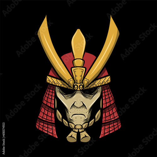 illustration of samurai head for tshirt design