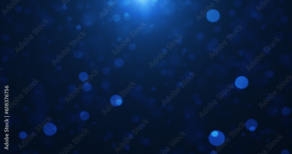 Abstract background of blue glowing particles and bokeh dots of festive energy magic Abstract background of blue glowing particles and bokeh dots of festive energy magic