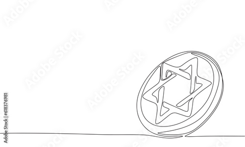 Continuous one line drawing star of David. Vector illustration religion concept line art, outline silhouette.