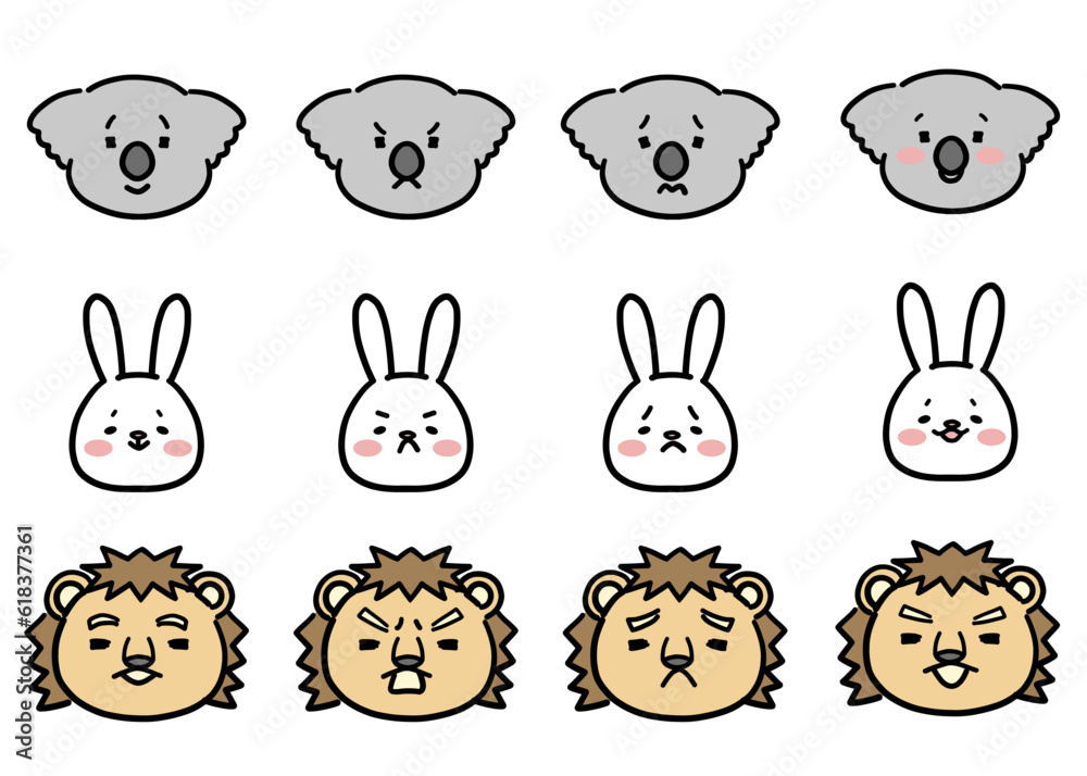かわいい動物の表情セット かわいい動物の表情セット
