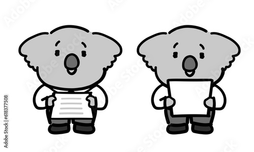 書類を渡したり受け取っているコアラのキャラクター