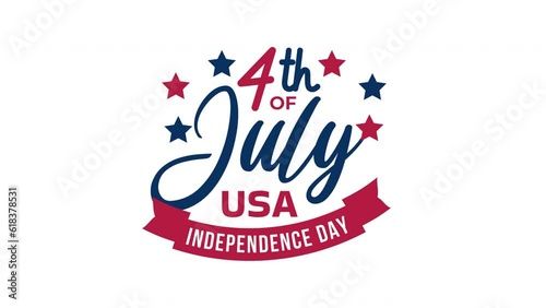 Happy Independence Day USA 4th of July text animation on green screen. Happy 4th of July Independence Day. Fourth of July lettering footage with handwritten text animation.