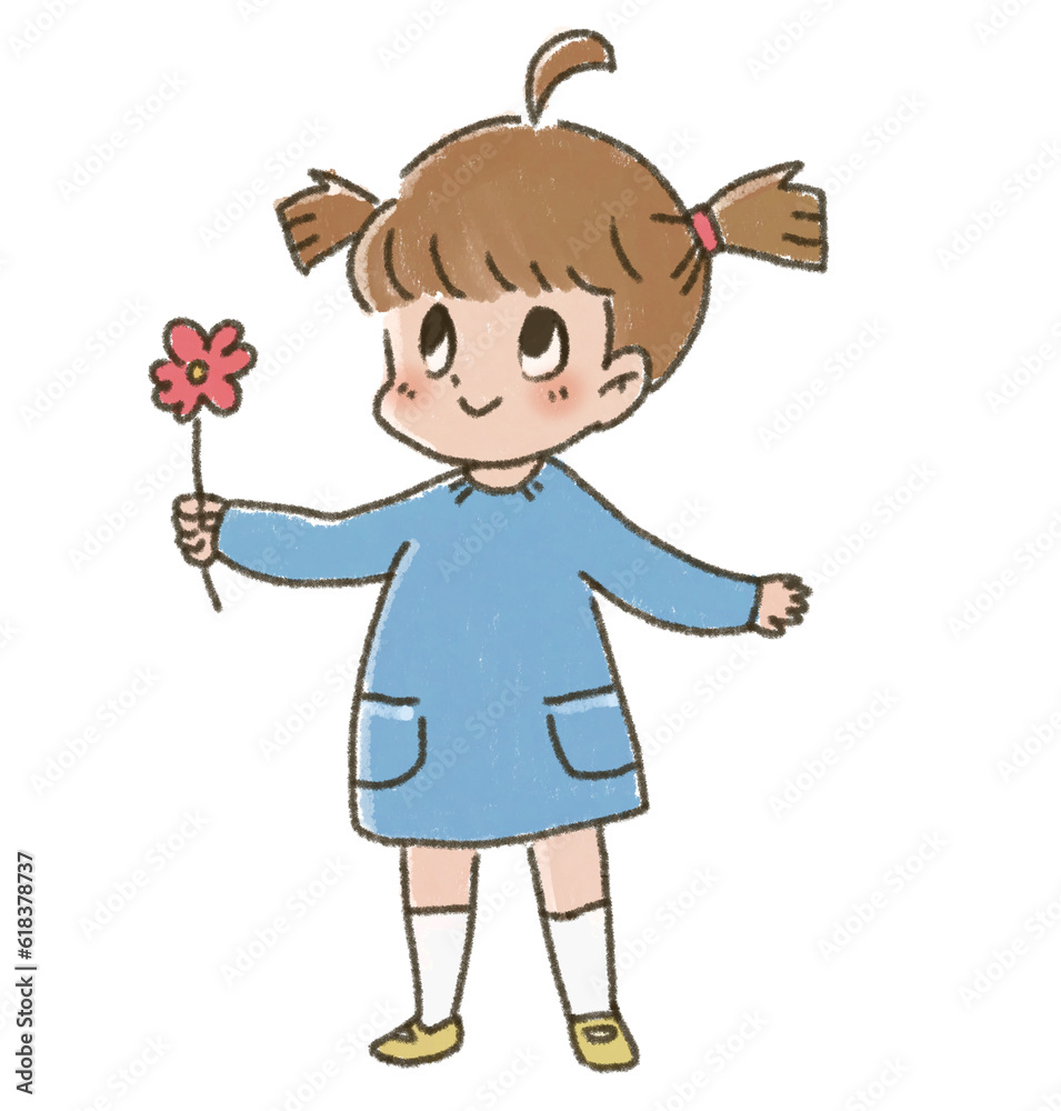 花をプレゼントする小さい女の子