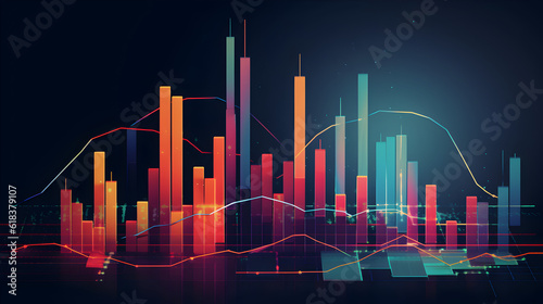 candlestick chart of stock market background Generative AI