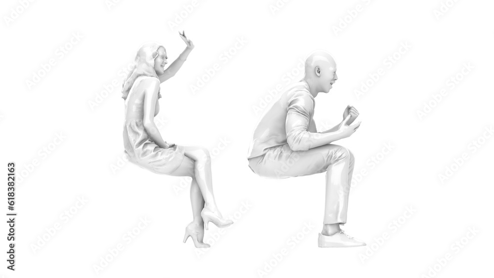 3D High Poly Humans - SET7 Monochromatic - Right View 3D High Poly Humans - SET7 Monochromatic - Right View
