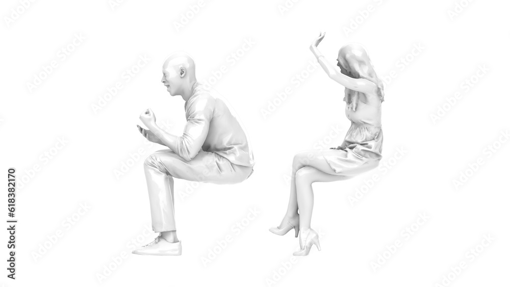 3D High Poly Humans - SET7 Monochromatic - Left View 3D High Poly Humans - SET7 Monochromatic - Left View