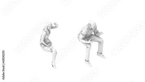 3D High Poly Humans - SET7 Monochromatic - Isometric View 1