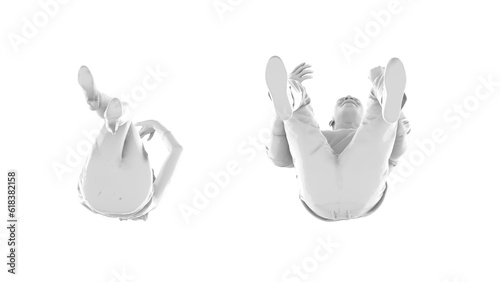 3D High Poly Humans - SET7 Monochromatic - Bottom View