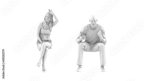 3D High Poly Humans - SET7 Monochromatic - Frontal View