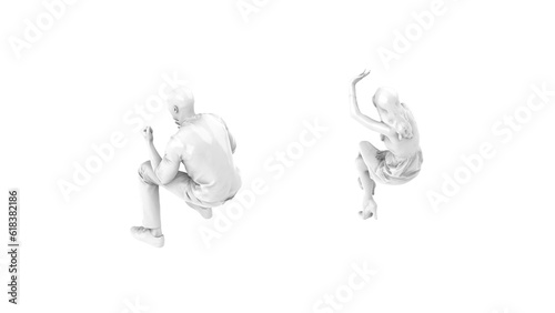 3D High Poly Humans - SET7 Monochromatic - Isometric View 2