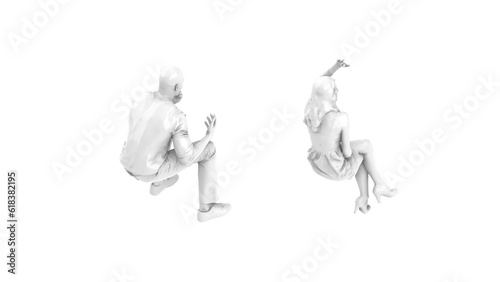 3D High Poly Humans - SET7 Monochromatic - Isometric View 3