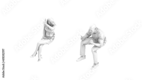 3D High Poly Humans - SET7 Monochromatic - Isometric View 4