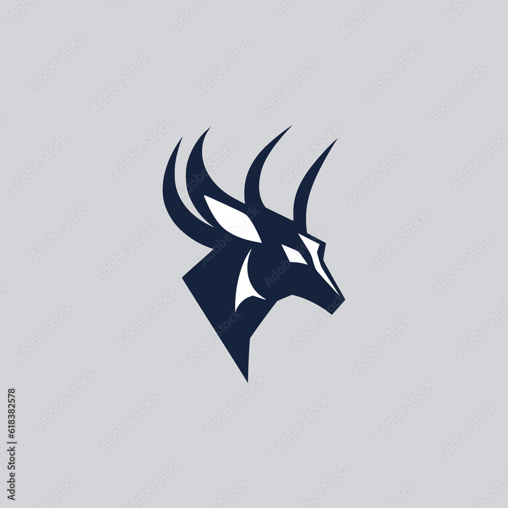 Fototapeta premium simple blue gazelle wild animal adventure logo vector illustration template design