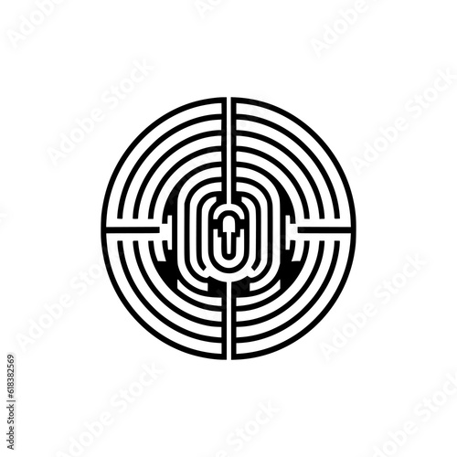 simple labyrinth audio company logo vector illustration template design