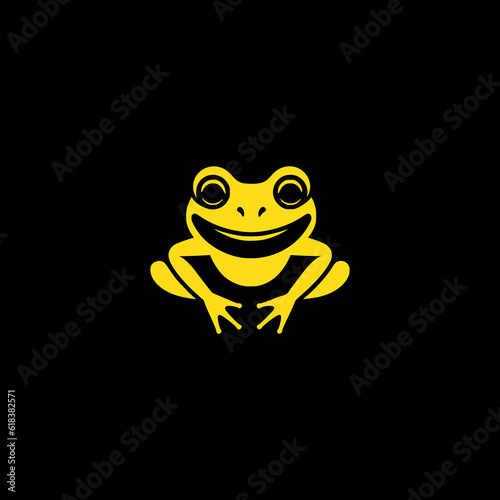 simple yellow frog animal zoo logo vector illustration template design