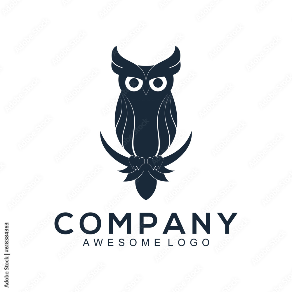 Owl silhouette logo template