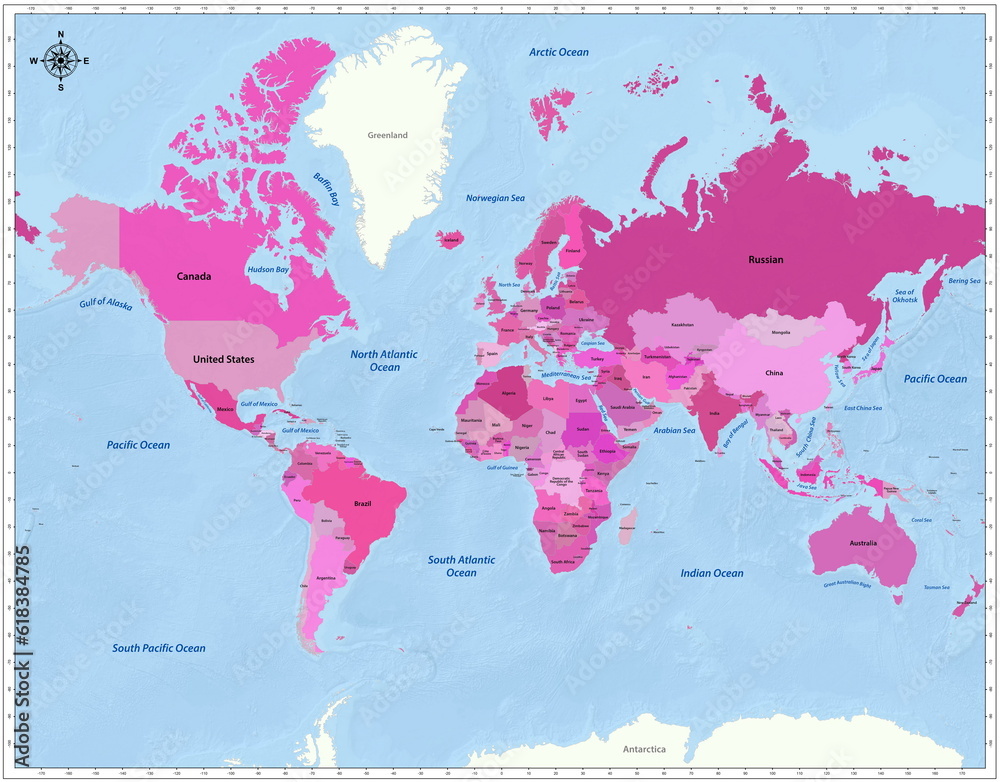 Fototapeta premium World Country Map (JPEG)