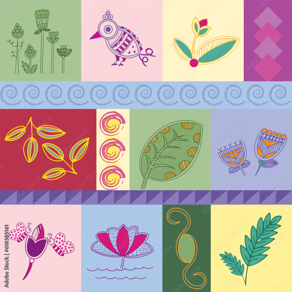 Obraz premium Funky elements repeat pattern design with subtle colours
