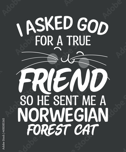 I asked god for a true friend so he sent me a norwegian forest cat, Cat Lover, Norwegian Forest cat, cat mom, 