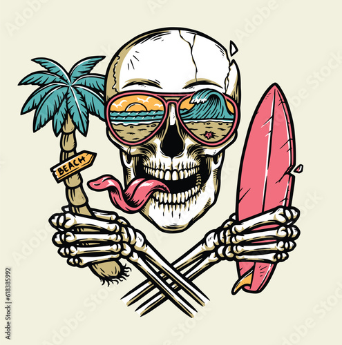 skull glasses with beach view