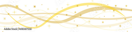 キラキラした星が輝く金色のウェーブのベクター背景画像