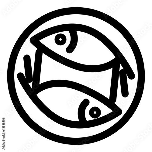 星座、魚座を表すラインスタイルのアイコン