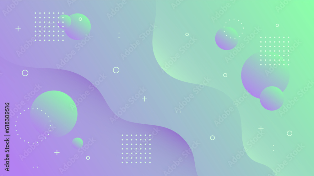 Modern Abstract Background with Motion Waves Retro Memphis and Blue Purple Green Gradient Color