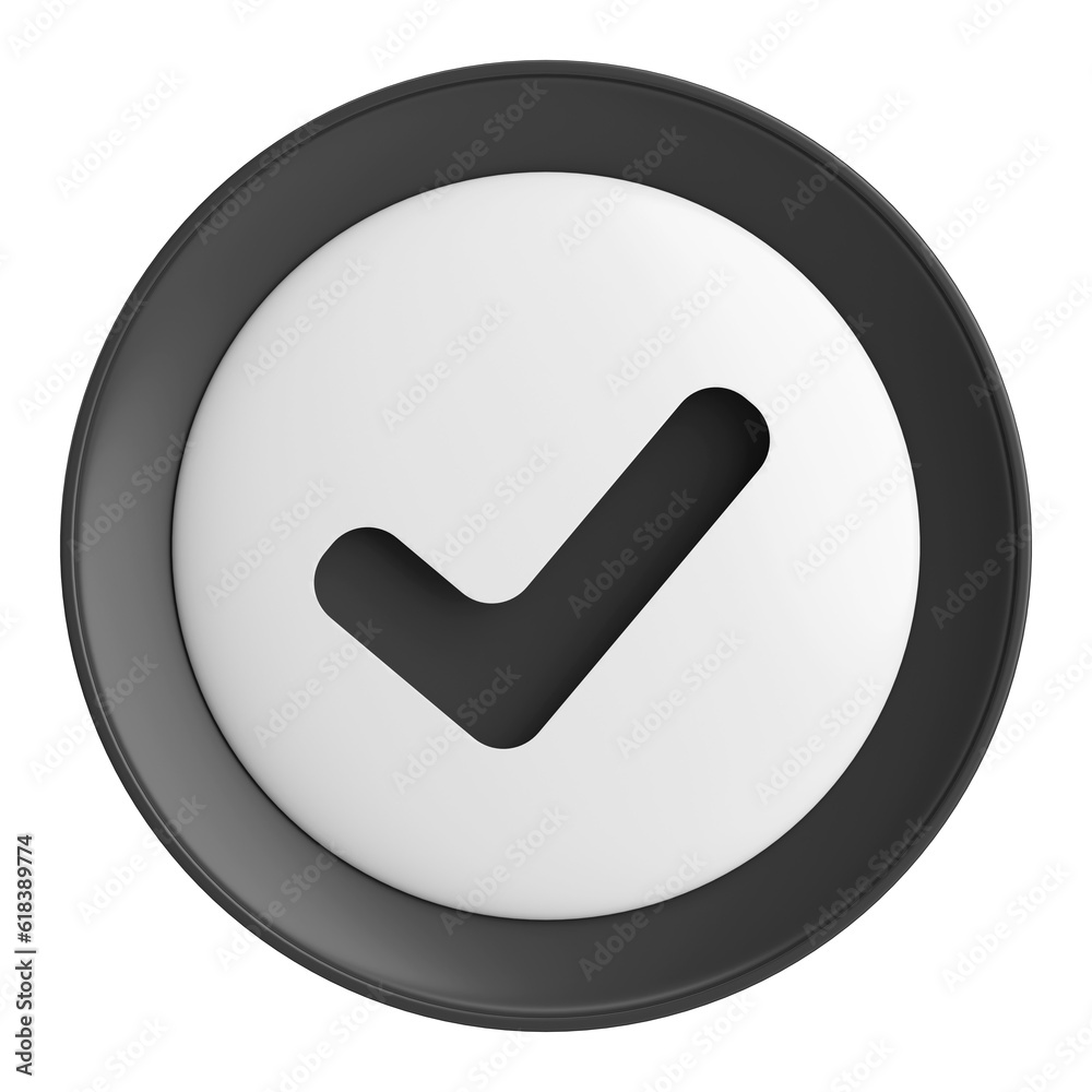 3D checkbox. Check mark. 3D illustration. 3D checkbox. Check mark. 3D illustration.
