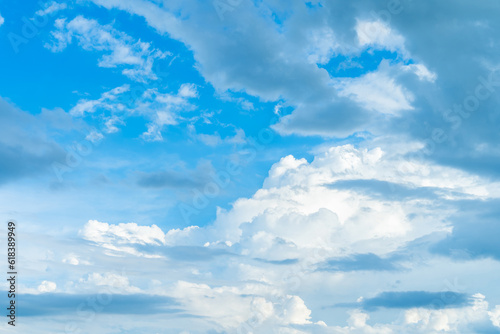 beautiful airatmosphere bright blue sky background abstract clear texture with white clouds. © Thinapob