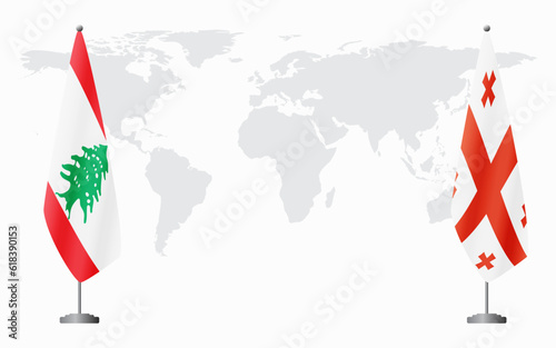 Lebanon and Georgia flags for official meeting