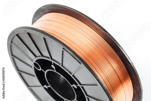 Welding wire spool on a white background