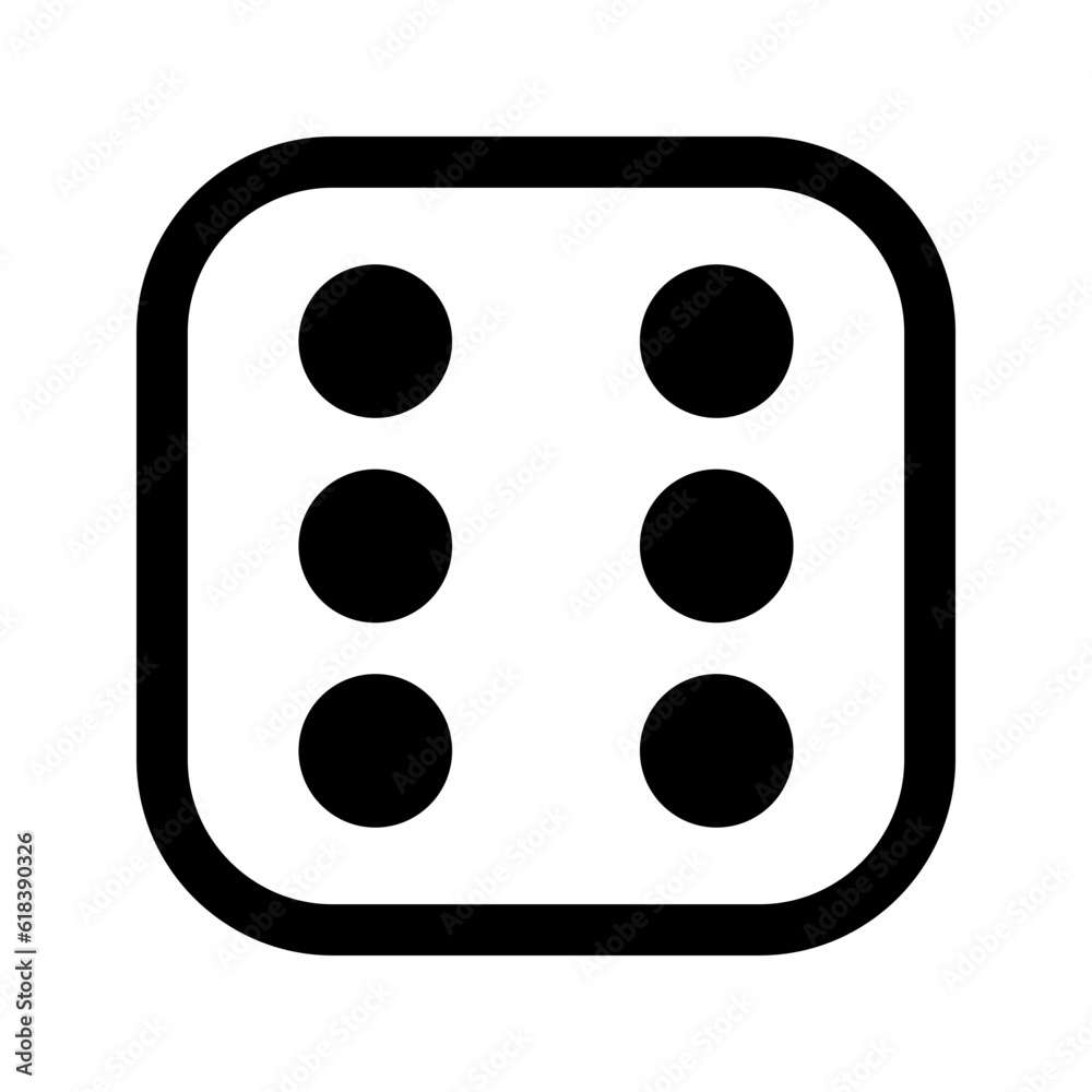 Fototapeta premium サイコロ、6を表すラインスタイルのアイコン