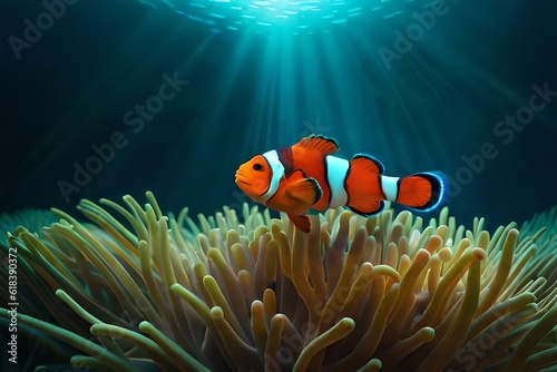clown fish in the water  Ai generated