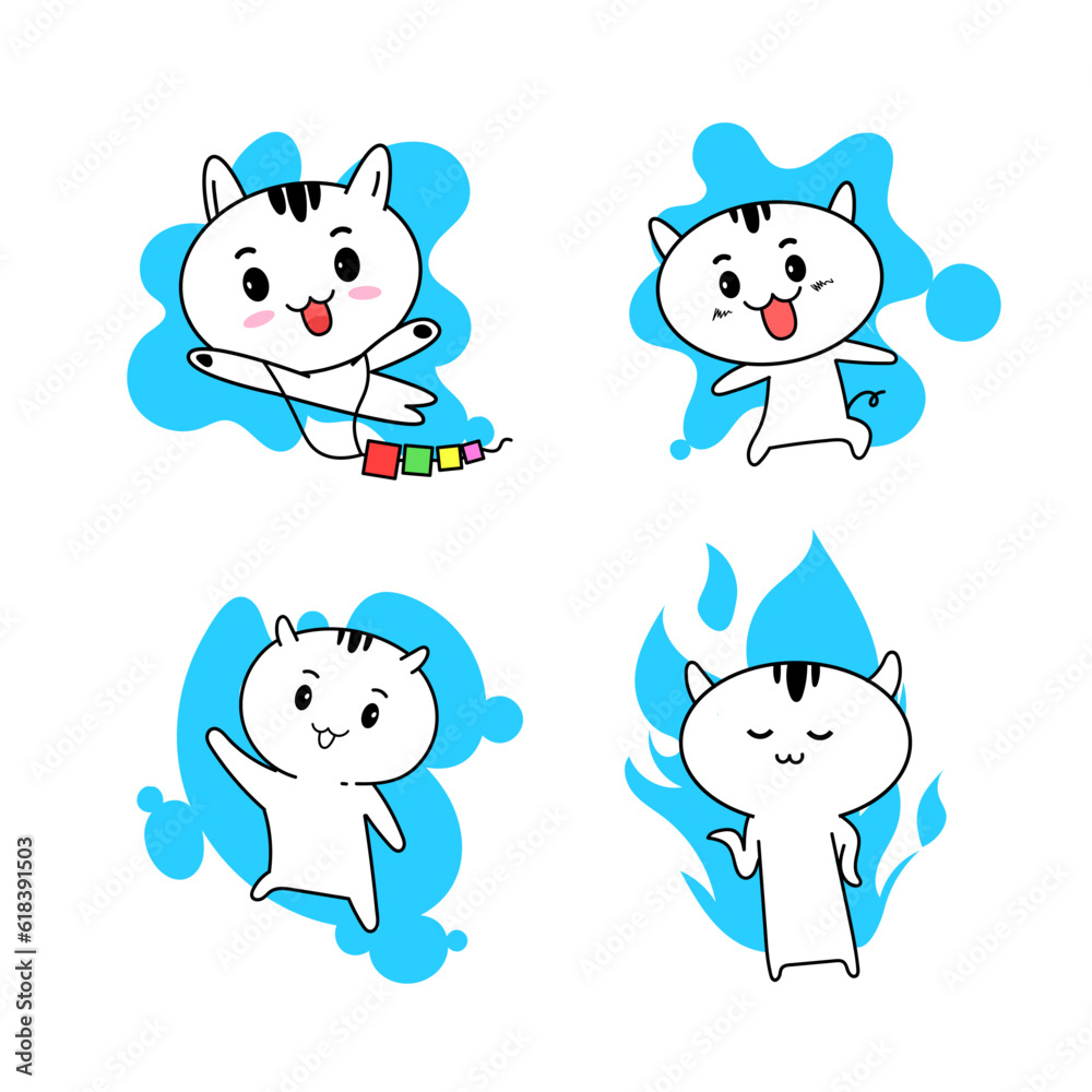 cat character icon set. cute cat character. house pet cat icon. cute cat illustration for design element cat character icon set. cute cat character. house pet cat icon. cute cat illustration for design element