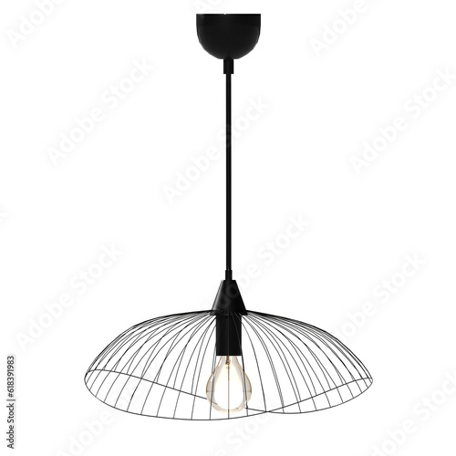 chandelier on the ceiling isolated on transparent background, hanging lamp, pendant light, 3D illustration, cg render
