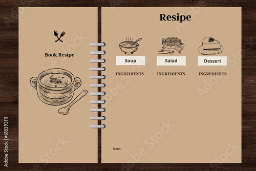 Concept of cooking and preparing food with recipe book