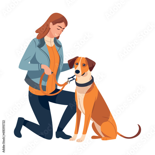 Owner and retriever walking together
