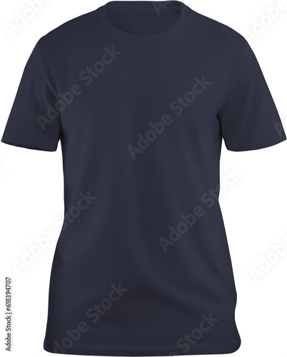 Mockup of blue unisex t-shirt, canvas bella, 3D rendering, png, front