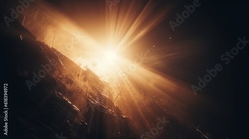 Dust rays background. God rays in the textured air. Generated AI.