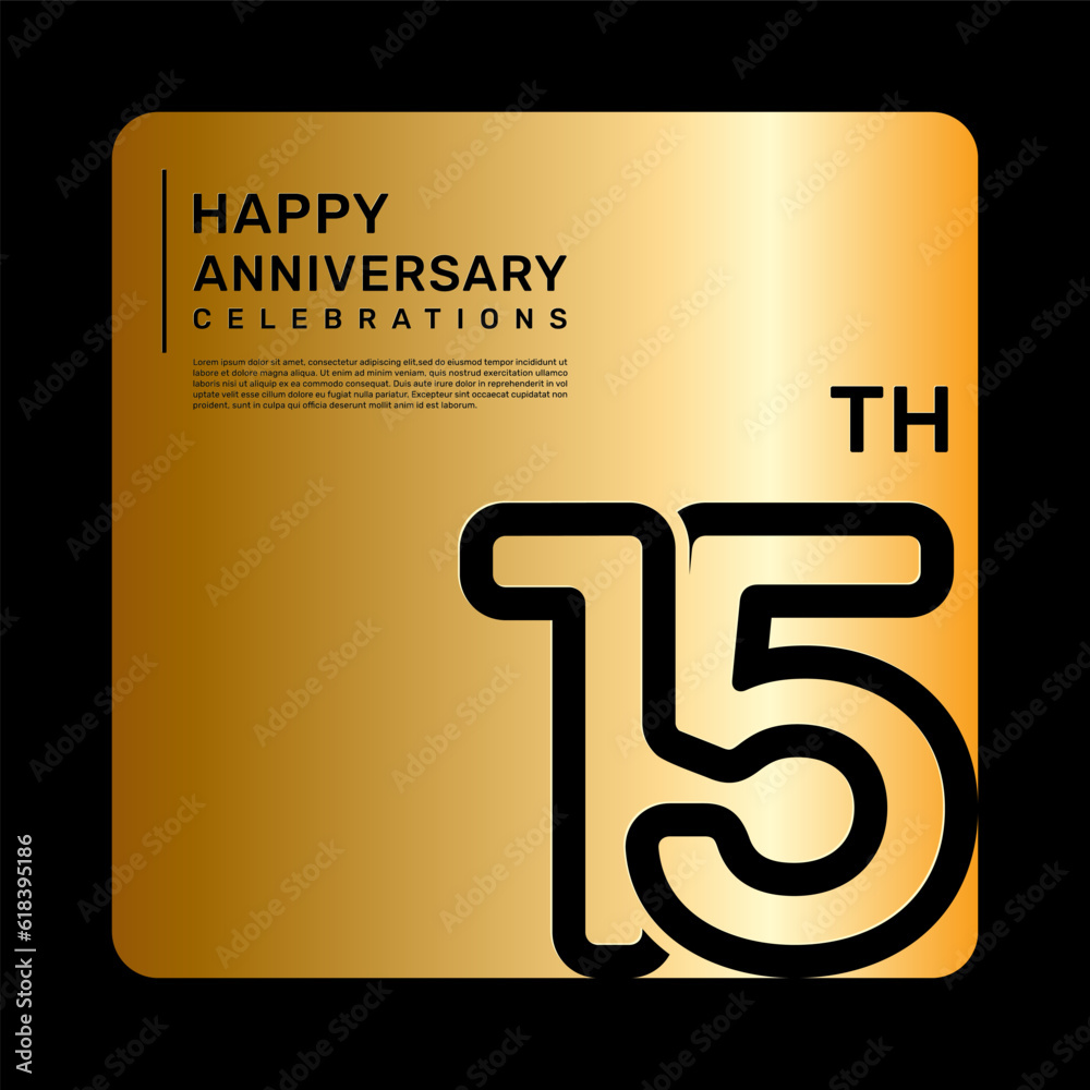 15th anniversary celebration template design with simple and luxury style in golden color 15th anniversary celebration template design with simple and luxury style in golden color