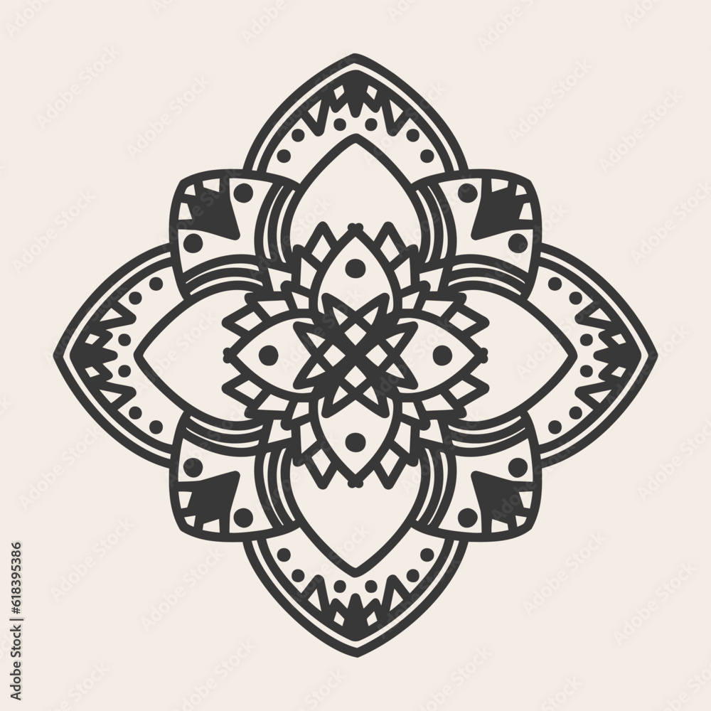 Obraz premium Abstract Mandala. Circular pattern in form of mandala for Henna, Mehndi, tattoo, decoration. Oriental pattern, vector illustration.