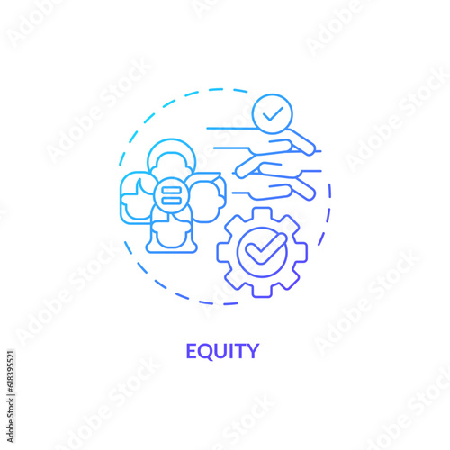 Equity blue gradient concept icon. Social justice. Gender equality. Human right. Diversity and inclusion. Equal opportunity abstract idea thin line illustration. Isolated outline drawing