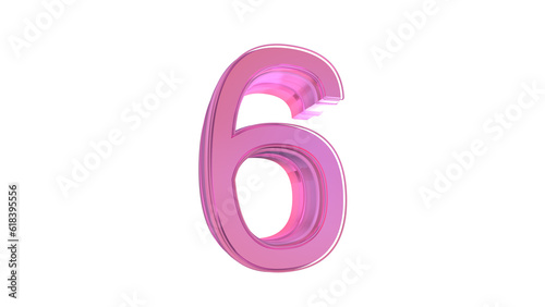 Creative design pink 3d number 6