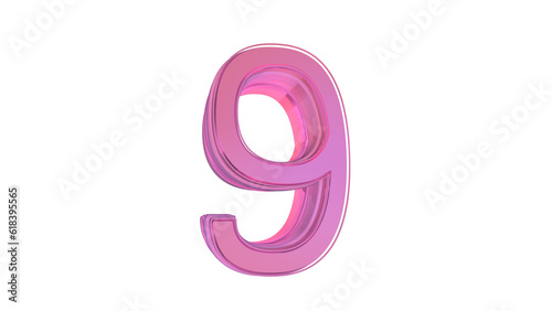 Creative design pink 3d number 9