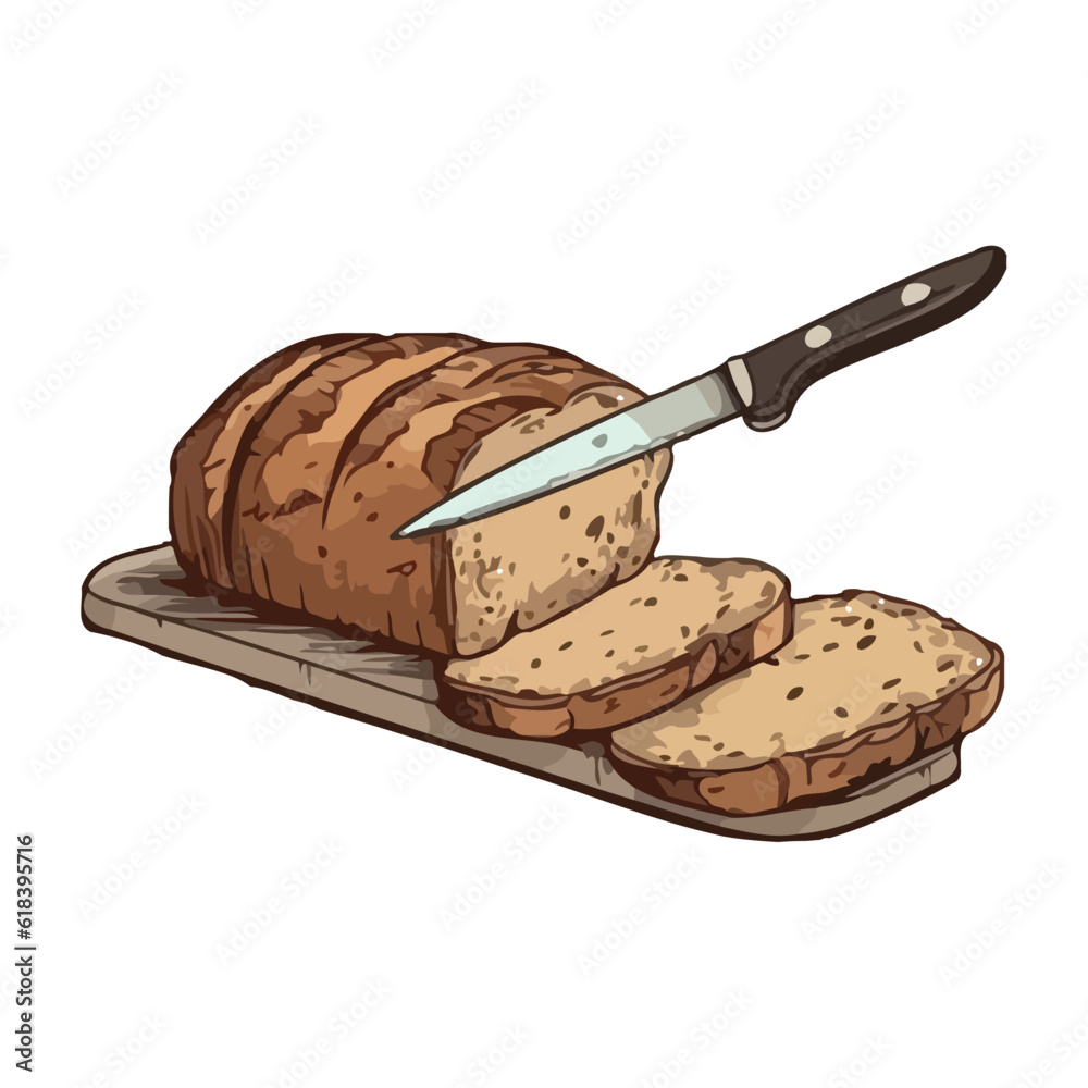 Freshly baked bread sliced for a gourmet meal Freshly baked bread sliced for a gourmet meal