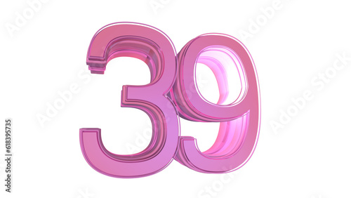 Creative design pink 3d number 39